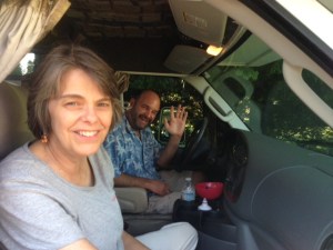 Mary Beth Tinker and Mike Hiestand checking out possibilities this week for their Tinker Tour "bus".