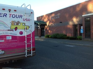 Gabby at South Hadley High School (MA) on Monday night before Tinker Tour appearance Tuesday.