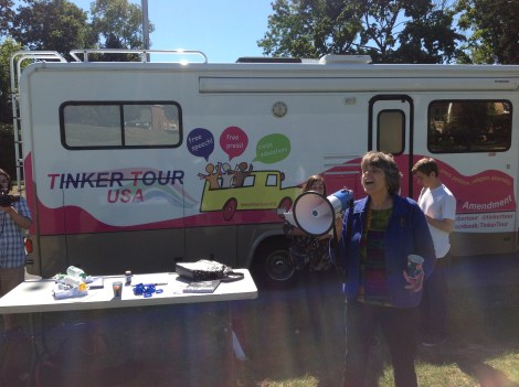 Mary Beth Tinker on the LIU-Post on Sept. 23 during a stop on her national Tinker Tour. 