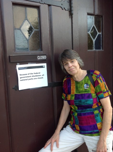 Mary Beth Tinker outside the Ebenezer Baptist Church in Atlanta, Ga., during stop on the Tinker Tour Oct. 3. The church, part of the Martin Luther King, Jr., National Historic Site run by the National Park Service, was closed due to the federal government shutdown.