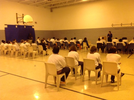 Mary Beth Tinker talking to student detainees at the Summit County Adolescent Detention Center