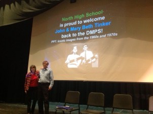 Mary Beth and John Tinker are welcomed back to North High School in Des Moines, Iowa, site of John's suspension in 1965