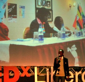 Kasha Jacqueline Nabagesera giving her TedxLiberdade talk on April 23.