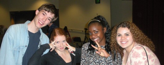 Perry HS students Nathan, Angelie, August and Dakota at Walter Cronkite School.  Dakota said, "I love how you talk about students' rights."