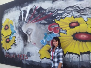 Patricia shows off the art work at South Mountain HS in Phonenix