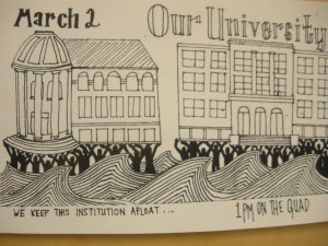 A poster I saw at American University,  where students held a rally about tuition hikes