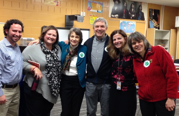 Findley Principal, Barb Adams and teachers welcome the Tinkers