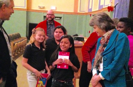 Moulton kids love "Color My Rights" coloring books! Thanks, Principal Van Dorin for hosting the Tinkers!