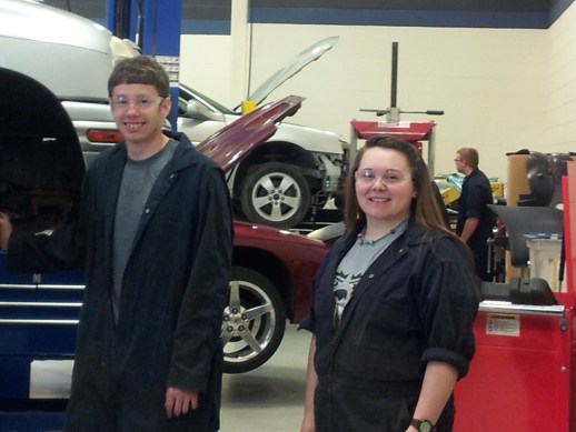Auto repair students at Millstream Career Center, where girls learn trade skills, too!